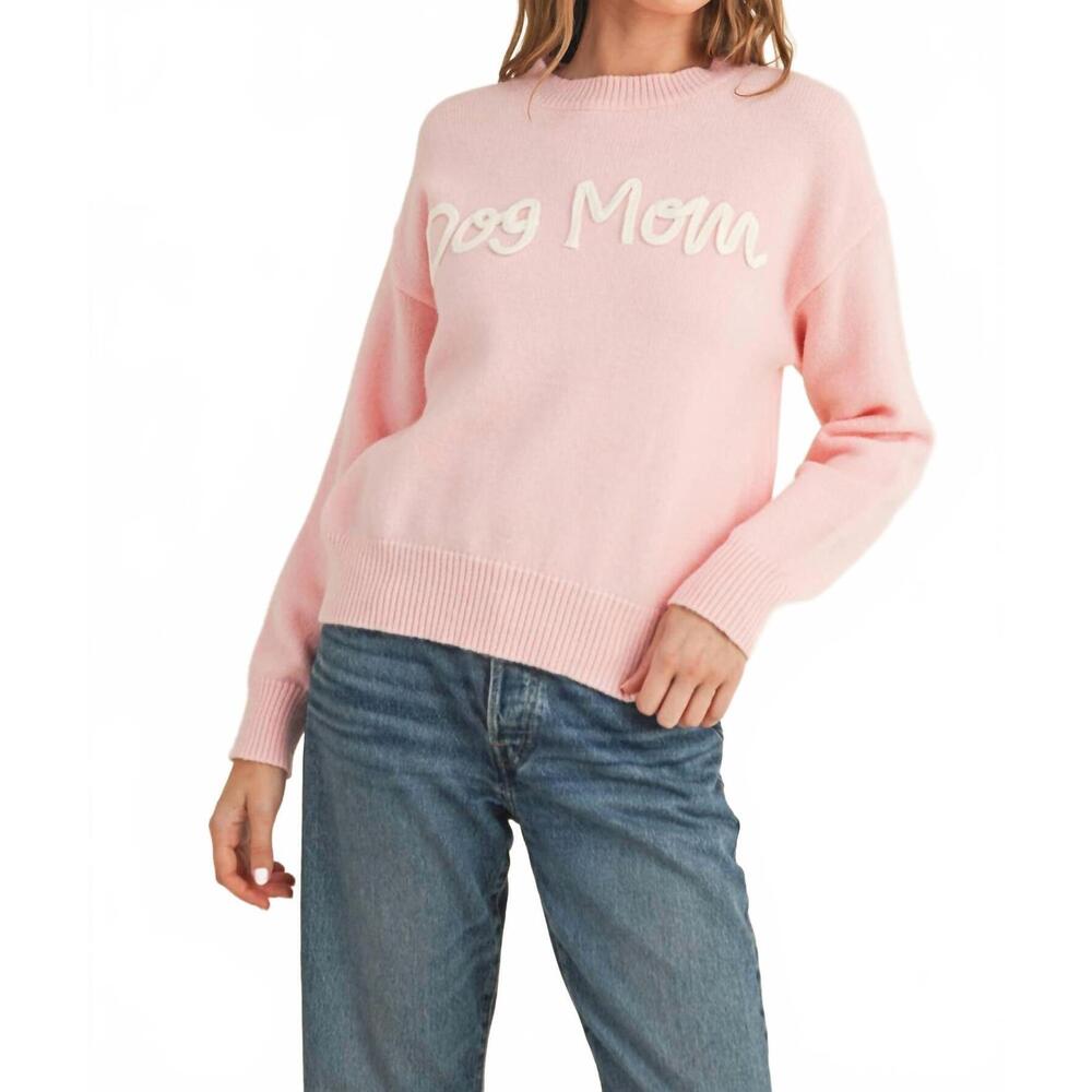 NEW CLOUD TEN dog mom sweater in pink